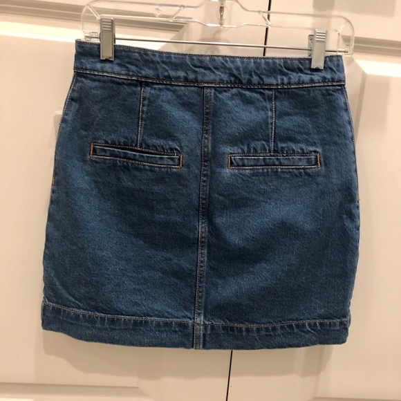 Free People Women’s Denim Skirt Buttons Pockets Super High Rise Size 25‎ New - Picture 2 of 6